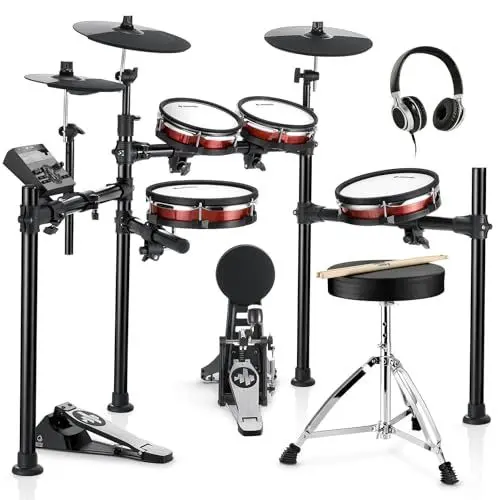 Produktbild: Donner DED-200 MAX Electronic Drum Set with Industry Standard Mesh Heads, 10'' Snare, 10'' Tom3, 12'' Crash, 450+ Authentic Sounds for Optimal Performance and Feel NEW