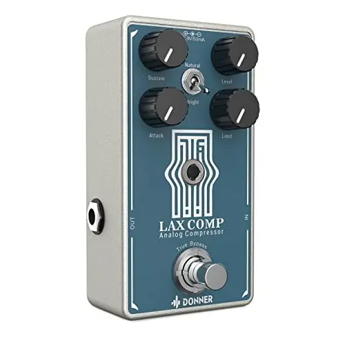 Produktbild: Donner Kompressor-Gitarrenpedal, Lax Compressor Pedal für E-Gitarre und Bass, klassischer Peak Limiter Kompressor mit 2-Band-EQ Boost Effekt, rein analoger True-Bypass