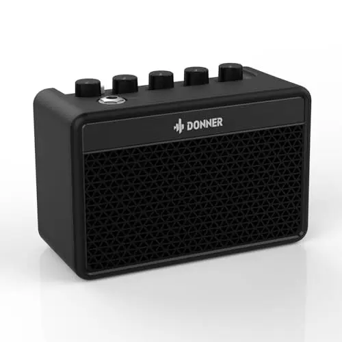 Produktbild: Donner Mini Gitarrenverstärker Combo Amp 5W, tragbarer wiederaufladbarer Gitarre Amp mit britischem Retro-Klang, Clean- und Overdrive-Kanälen(DA-10)