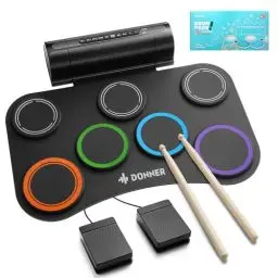 Produktbild: Donner Schlagzeug Elektronisch 7 Pads, 40 Schlagzeug-Lektionen, Kinder Instrumentenspielzeug als Weihnachts- und Geburtstagsgeschenk (DED-20R) NEU aufgerüstet