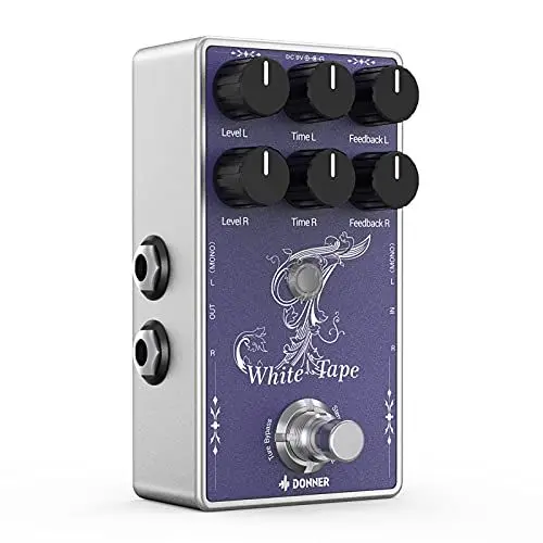 Produktbild: Donner Tape Delay Pedal,Stereo Delay Pedale für E-Gitarre,Analog Delay Pedal mit Echo Effekt, Weißes Tape Gitarren Pedal,True Bypass