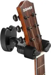 Produktbild: Donner Wandhalterung Gitarre Schwarz Gitarrenwandhalter Automatioschem Verschluss Gitarrenhalter Wand Gitarre Hänger Für Gitarre Bass Banjo Mandoline