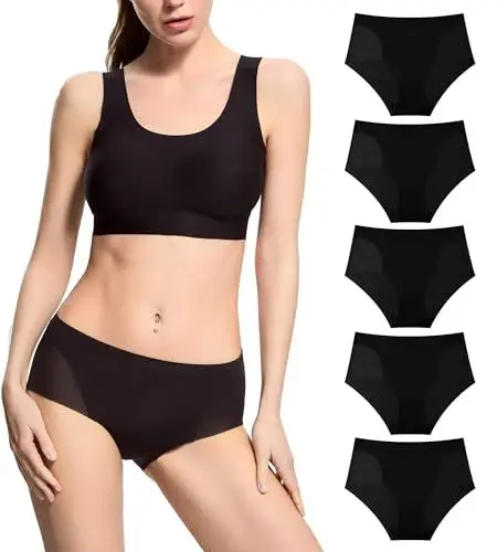 Produktbild: Donppa Unterhosen Damen Seamless Slips Weich Nahtlos Hipster Stretch Atmungsaktiv Mesh Unterwäsche Frauen Mittlere Taille Schwarz M