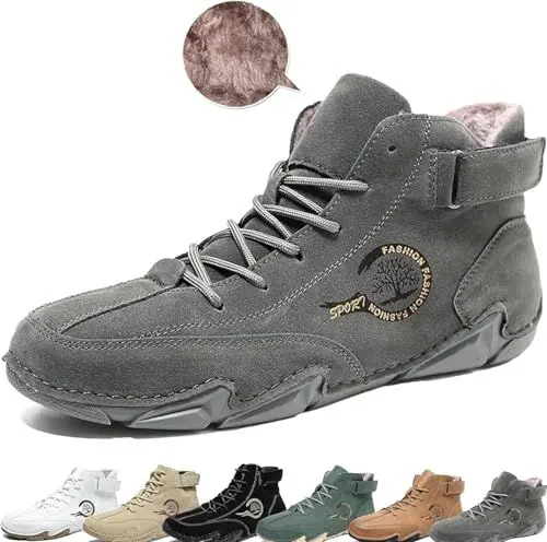 Produktbild: Donubiiu Feelfree Barfußschuhe, Feelfree Barfußschuhe Winter, Bergxperten FeelFree - ergonomische,Wildlederstiefel Barfußschuhe für Herbst und Winter (Grau Samt,44)