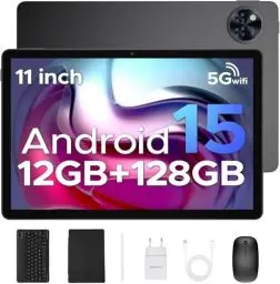 Produktbild: DOOGEE U11 2025 Neueste Android 15 Tablet 11 Zoll 16GB+128GB (2TB TF) Widevine L1 Gaming Tablets, 8580mAh, Octa-Core, 2.4G+5G WiFi, 13MP+5MP, Tablet mit Tastatur, Maus, Stift, Hülle und Schutzfolie