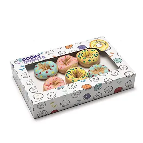 Produktbild: Dooky Donut Babysocken in einer Geschenkbox (3 Paare Kindersocken im Tutti Frutti Design, bequem und weiches Material, optimale Babyausstattung, Größe: 0-9 Monate), Mehrfarbig