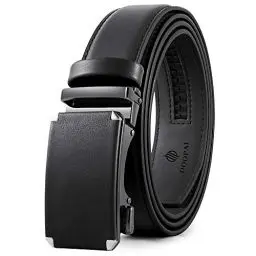 Produktbild: DOOPAI Gürtel für Herren, Ratschengürtel, Kleid, verstellbar, 3,5 cm, echtes Leder, Designer-Gürtel, Größe Länge kann geschnitten werden, mit Geschenkbox, 05 Schwarzer Herrengürtel, 42-48W