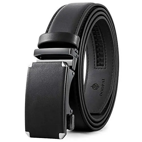 Produktbild: DOOPAI Gürtel für Herren, Ratschengürtel, Kleid, verstellbar, 3,5 cm, echtes Leder, Designer-Gürtel, Größe Länge kann geschnitten werden, mit Geschenkbox, 05 Schwarzer Herrengürtel, 42-48W
