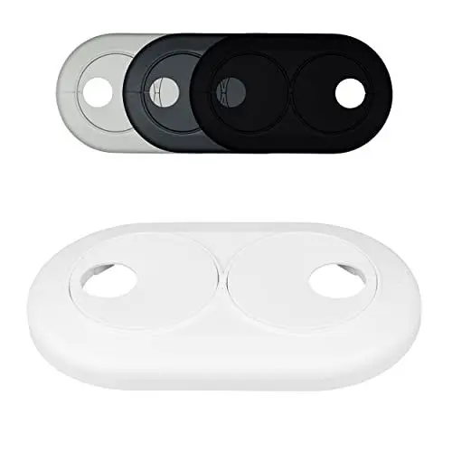 Produktbild: FUX 5 STÜCK Doppel Heizungsrohr Rosette, Rohrabstand variabel, Loch-Ø: 15mm - 28mm, Rohrabdeckung, Verkleidung, Heizkörper Rosetten, Abdeckungen Heizungsrohr (16mm, weiß RAL 9016)