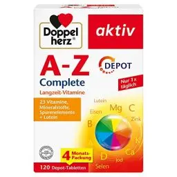 Produktbild: Doppelherz A-Z Complete - Langzeit-Vitamine - 23 Vitamine, Mineralstoffe & Spurenelementen PLUS Lutein - 120 DEPOT-Tabletten
