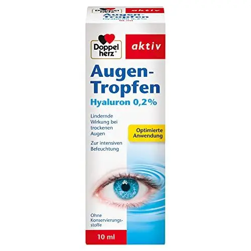 Produktbild: Doppelherz Augen-Tropfen Hyaluron 0,2% – Medizinprodukt ohne Konservierungsstoffe mit lindernder Wirkung bei trockenen Augen – 10 ml sterile Lösung