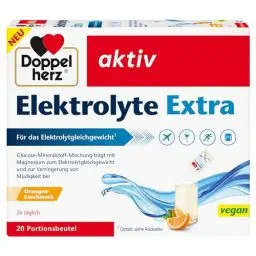 Produktbild: Doppelherz Elektrolyte Extra - Trägt mit Magnesium zum Elektrolytgleichgewicht sowie zur Verringerung von Müdigkeit bei - VEGAN - 20 Portionsbeutel