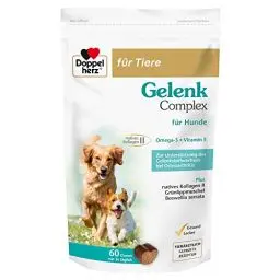 Produktbild: Doppelherz Gelenk Complex für Hunde – Mit essentiellen Omega-3 Fettsäuren + Vitamin E – 60 Chews