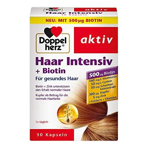 Produktbild: Doppelherz Haarintensiv mit Biotin und Zink zur Erhaltung Normaler Haare, 30 Kapseln