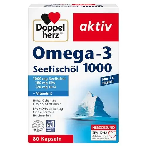 Produktbild: Doppelherz Seefischöl Omega-3 1000 - EPA und DHA als Beitrag für die normale Herzfunktion - 80 Kapseln (1er Pack)