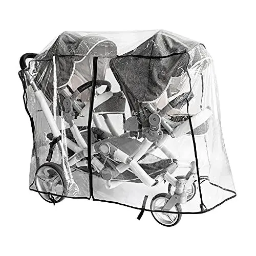 Produktbild: Doppel-Kinderwagen-Regenschutz,Universal Regenschutz für Geschwisterwagen,Regen und Windschutz in großer Größe,Kinderwagen Organizer.