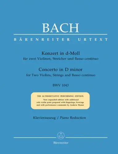 Produktbild: Doppelkonzert für zwei Violinen, Streicher und Basso continuo d-Moll BWV 1043. Klavierauszug, Urtextausgabe