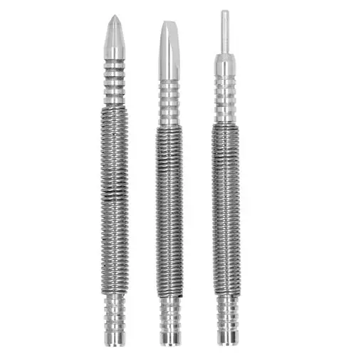 Produktbild: Qcwwy Doppelkopf-Nagelsetzer und Scharnierstifttreiber-Set, Schlagkraft-Entfernungswerkzeug für Türstifte, Robuste und Standardmäßige Hammerlose Scharnierstiftentferner, Einseitiger Zentrierkörner
