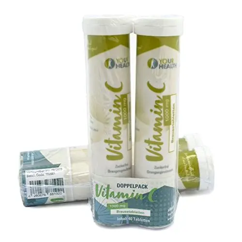 Produktbild: Doppelpack: uHealth VITAMIN C 1000 mg 2x20 Brausetabletten zuckerfrei