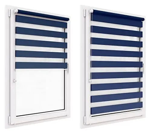 Produktbild: Doppelrollo ohne Bohren, 140x220 cm Stoffgröße, Duo Rollo Klemmfix, Easyfix, lichtdurchlässig und verdunkelnd, Day&Night, Klemmrollo Sonnenschutzrollo Fensterrollo für Fenster & Türen