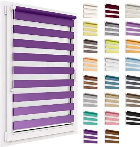 Produktbild: Doppelrollo ohne Bohren, 80x250 cm Stoffgröße, Duo Rollo Klemmfix, Easyfix, lichtdurchlässig und verdunkelnd, Day&Night, Klemmrollo Sonnenschutzrollo Fensterrollo für Fenster & Türen