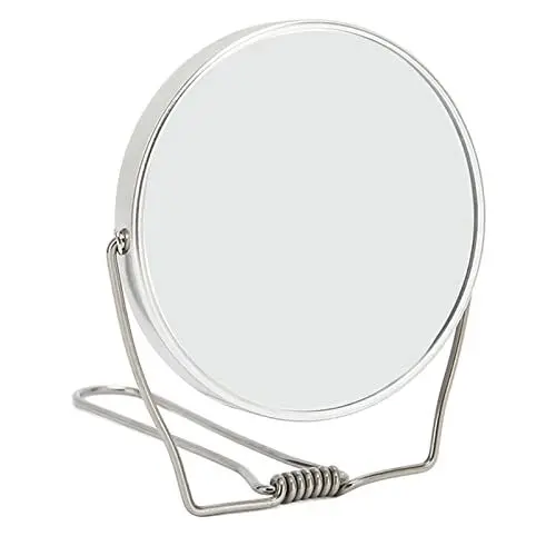 Produktbild: Doppelseitiger Schminkspiegel, Make up Spiegel, 360° drehbare Design Aluminium Rahmen umwickelt Edelstahl Halterung