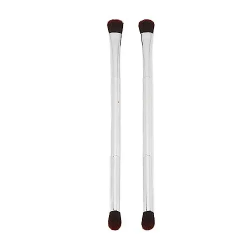 Produktbild: Doppelseitiges Lidschattenpinsel-Set, tragbar, silberfarben, weiches Faserhaar, Augen-Make-up-Pinsel, Kosmetik-Werkzeug für Frauen und Make-up-Künstler