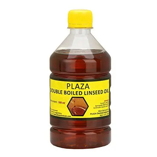 Produktbild: Doppelt gekochtes Leinöl von Plaza - 500 ml Packung für Holzveredelung, an Wänden vor dem Auftragen von Farbe, Mischen in Kitt, nackten Holzmöbeln, Holzmöbeln im Freien usw.