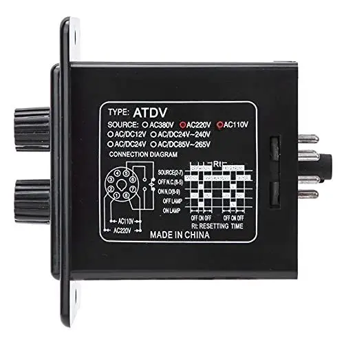 Produktbild: Doppel-Timer-Relaisschalter, Einstellbare 6S-60M-Verzögerungszeit-Knopfsteuerung, Wasserdicht und Staubdicht für Automatisierte Steuerschaltung, ATDV-YC (Wechselstrom (110/220 V))