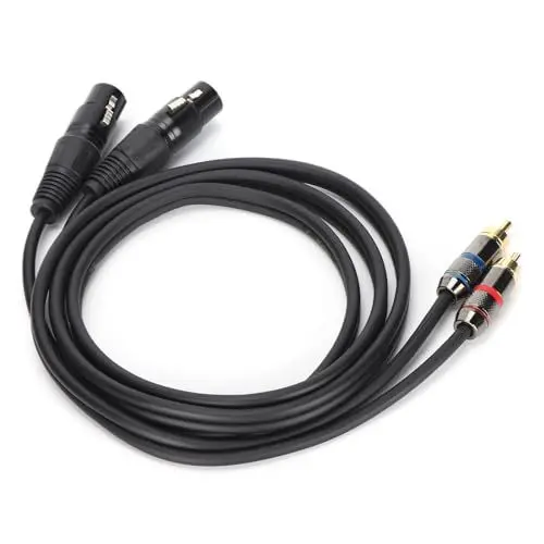 Produktbild: Doppel-XLR-Buchse auf Doppel-Kabel. 22 AWG Sauerstofffreier Kupferdraht, Vergoldeter Kupferdraht, 2 XLR-Buchsen, Mikrofonkabel, XLR-Kabel für TV, CD, DVD usw. (JD6052-1,5