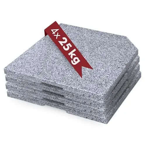 Produktbild: Doppler 4X Granitplatte 25kg I Beschwerplatte 50x50x4cm für Sonnenschirme mit max. 300cm Schirmdurchmesser I wetterfester Natursteinsockel mit Griffmulde I Schirmständer für Pendelschirme