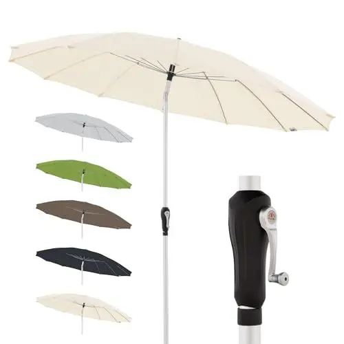 Produktbild: Doppler Sonnenschirm für den Garten Asia Look SL-AZ Auto Tilt 250cm Natur I Gartenschirm knickbar I Kurbelschirm mit UV-Schutz 50+ I Kurbelschirm aus Aluminium I regenabweisendes Polyester-Dach