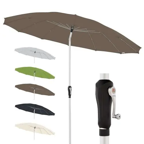 Produktbild: Doppler Sonnenschirm für den Garten Asia Look SL-AZ Auto Tilt 250cm Greige-Taupe I Gartenschirm knickbar I Kurbelschirm mit UV-Schutz 50+ I Kurbelschirm aus Aluminium I regenabweisendes Polyester