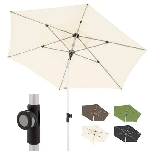 Produktbild: Doppler Sonnenschirm für den Garten SL-AZ Push Up 220 cm Natur I Gartenschirm knickbar I Sonnenschirm mit UV-Schutz 80+ I Sonnenschirm aus Aluminium I regenabweisendes Polyester-Schirmdach