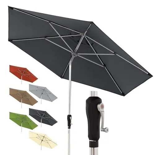 Produktbild: Doppler Sonnenschirm für den Garten SL-AZ Auto Tilt 275 cm Anthrazit I Gartenschirm knickbar I Kurbelschirm mit UV-Schutz 80+ I Kurbelschirm aus Aluminium I regenabweisendes Polyester-Schirmdach