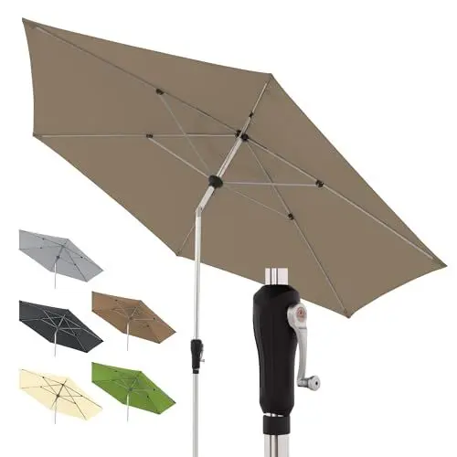 Produktbild: Doppler Sonnenschirm für den Garten SL-AZ Auto Tilt 330 cm Greige I Gartenschirm knickbar I Kurbelschirm mit UV-Schutz 80+ I Kurbelschirm aus Aluminium I regenabweisendes Polyester-Schirmdach