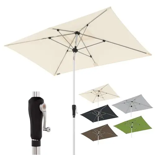 Produktbild: Doppler Sonnenschirm für den Garten SL-AZ Auto Tilt 220x140 cm Natur I Gartenschirm knickbar I Kurbelschirm mit UV-Schutz 80+ I Kurbelschirm aus Aluminium I regenabweisendes Polyester-Schirmdach