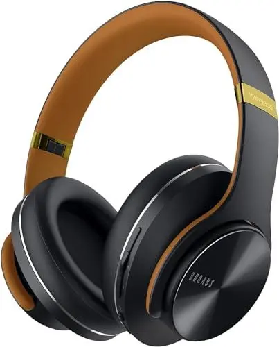 Produktbild: DOQAUS Bluetooth Kopfhörer Over Ear, (Bis zu 90 Std) Kabellose Kopfhörer mit 3 EQ-Modi, HiFi Stereo Faltbare Headset mit Mikrofon, weiche Ohrpolster für iPhone/ipad/Android/Laptops (Nachtschwarz)