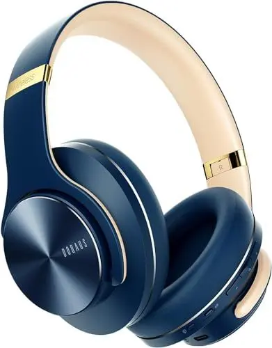 Produktbild: DOQAUS Bluetooth Kopfhörer Over Ear, Bis zu 90 Std Kabellose Kopfhörer mit 3 EQ-Modi, HiFi Stereo Faltbare Headset mit Mikrofon, weiche Ohrpolster für iPhone/ipad/Android/Laptops-Navy Blau