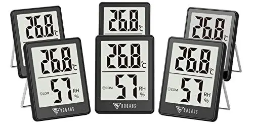 Produktbild: DOQAUS Digital Hygrometer Innen, 6 Stück Thermo-Hygrometer Innen Hygrometer Feuchtigkeit Raumthermometer Luftfeuchtigkeitsmessgerät mit Hohen Genauigkeit, für Innenraum, Babyraum, Wohnzimmer, Büro