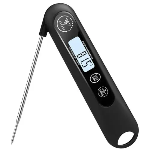Produktbild: DOQAUS Grillthermometer Digitales Bratenthermometer Fleischthermometer Thermometer Kochen Küchenthermometer mit 3s Sofortiges Auslesen&Langer Sonde,für Braten,Kochen,Grillen,BBQ,Backen-Schwarz