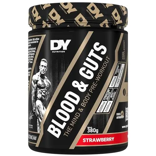 Produktbild: Dorian Yates Nutrition - Blood & Guts | Pre Workout Booster mit Arginin + Citrullin (380g, Strawberry - Erdbeere)
