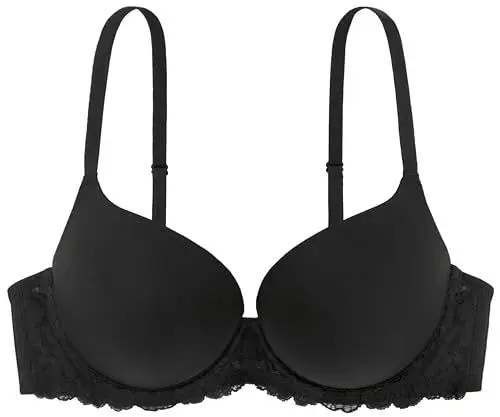 Produktbild: Dorina Damen Super Push Up BH mit Bügel, Formbügel und Spitze T-Shirt BH, Schwarz,80C