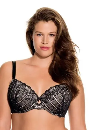 Produktbild: Dorina Damen Celine Leicht Gepolsterter Demi-BH – Bügel-BHS mit Geformten Cups, Florales Spitzendesign und Stützenden U-Rückenflügeln, Schwarz, 95C