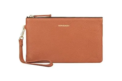 Produktbild: DORIS&JACKY Clutch aus Ziegenleder, mit Handgelenk, niedlich, klein, mit Riemen, 2-braun, Middle, Ziegenleder braun