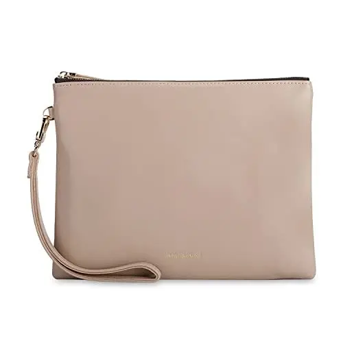 Produktbild: DORIS&JACKY Clutch für Damen, weiches Lammleder, mit Riemen, groß, Lammfell beige, Small