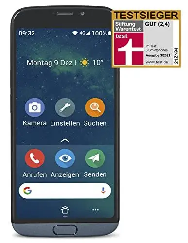 Produktbild: Doro 8050 4G Smartphone mit Touchscreen, Benutzeroberfläche auf Basis Android 9, 13 MP Kamera, 5 MP Front-Kamera, 16 GB interner Speicher, 2 GB RAM, grau