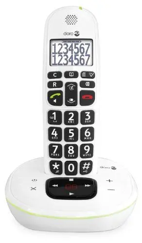 Produktbild: Doro PhoneEasy 115 DECT Schnurlostelefon (Anrufbeantworter, große Schrift und Zahlen, optische Anrufsignalisierung) weiß 5956