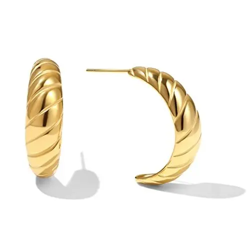 Produktbild: Dorosé Premium Ohrringe Damen Ohrringe Creolen aus Chirurgenstahl 18K vergoldet Sehr Hautverträgliche Wasserfeste Ohrstecker in Gold