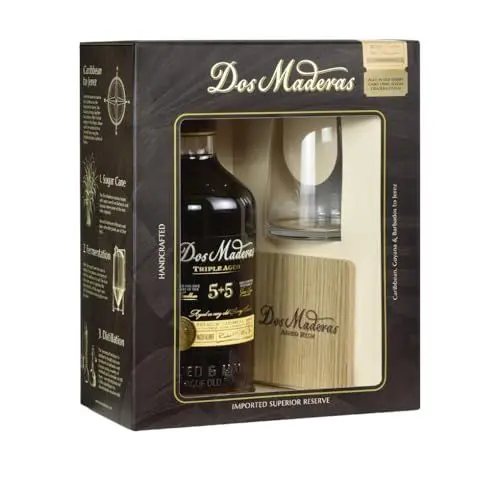 Produktbild: Dos Maderas PX 5+5 Years Old Aged Rum mit Geschenkverpackung mit 2 Gläsern (1 x 0.7 l)